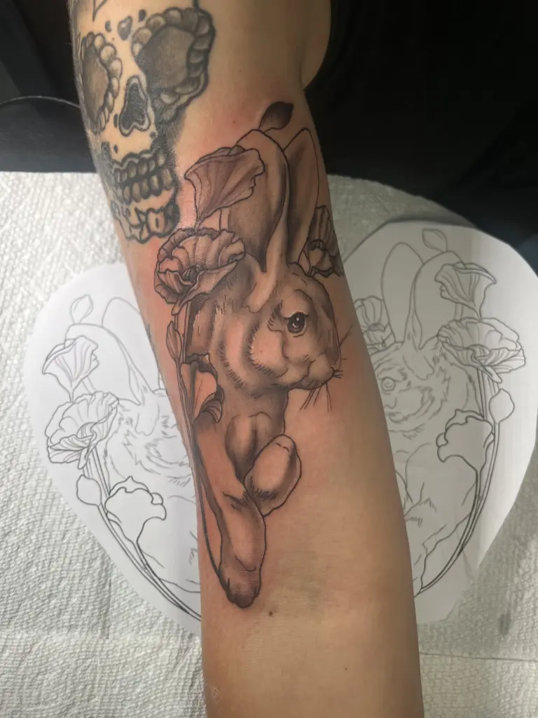 realism rabbit tattoo